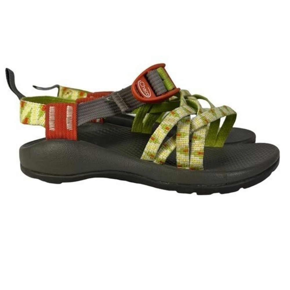 Chaco Z/2 EcoTread Sandals Youth 2 Green Multi Adjustable Strap Toe Loop Hiking‎